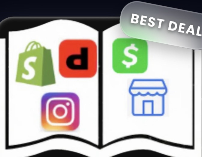 Reselling guide showing Shopify, Depop, Instagram and Cash App icons